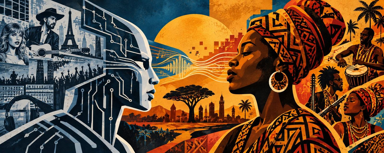 An AI profile built from Western imagery faces a West African woman.